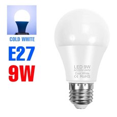 전구 램프 샹들리에 에너지 절약형 냉온 백색, 10 E27 9W  Cool White, A. AC220V-240V, 1개