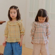 엠버KC 도비체크롱블라우스<br><핑크/옐로우><br>*S~XXL*