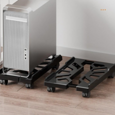 하이쉰 컴퓨터 본체받침대 이동방열선반 바퀴 가정용 사무용기 박스 풀리 받침대 신축형 컴퓨터 선반, 블랙