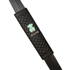 汽車安全帶護肩套 柔軟皮革菱格紋, 綠色小熊, 1個