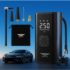 헤몬팜 타이어에어 휴대용 타이어 공기압 주입기 무선 올인원 공기 주입기 6000mAH, 블랙, 1개