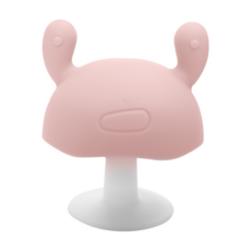 小蘑菇固齒器【附贈收納盒】食品級咬膠磨牙用 嬰兒磨牙玩具 咬咬樂 矽膠固齒器 寶寶固齒器 耐啃咬 嬰兒矽膠牙膠磨牙棒, 1個, 粉色-附贈收納盒