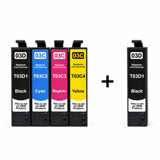 잉크아울렛 엡손 T03D T03C 호환잉크 4색세트 + 검정1EA WF2861 WF-2861 T03D170 T03C270 T03C370 T03C470 T03D T03C, 1개, T03D/T03C 재생 4색세트 + 검정1EA