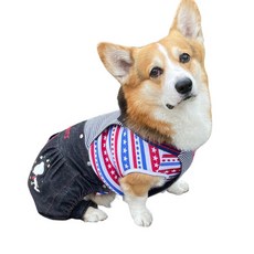 福媽寵物 狗狗吊帶褲 水洗牛仔吊帶褲 中型犬, 1個, 中型史努比吊帶褲