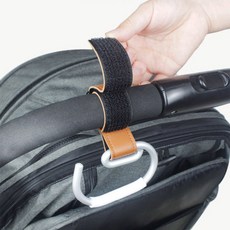 유모차 걸이 스트랩 가방 손쉽게 걸기 튼튼한 벨크로 고정, 1개, 브라운