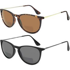 남녀용 Yogo 비전 바이포칼 선글라스 UV400 프로텍션 유니섹스 선 리더 블랙브라운 하바나 1.25, Black/ Brown Havana, 4.0 x, 1개