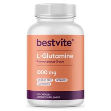 BESTVITE 필러 프리 L-글루타민 캡슐 당 1000mg (240캡슐) - 프리 폼 - 스테아레이트 없음 - 글루텐 프리 - GMO 프리 - 순수 L 글루타민 보충제 - 최, 240, 1개