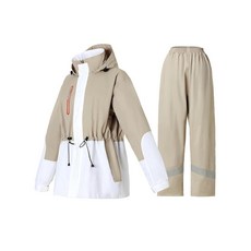 RAINFREEM 여성용 레인 수트 방수 후드 기어 재킷 및 바지 투피스 통기성 우비 아웃도어 카키 XXL103008, RAINFREEM 여성용 레인 수트 방수 후드 기어 재