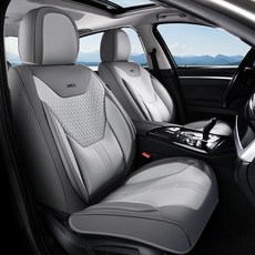 허리 지지대가 있는 커버라도 카시트 커버 자동차용 전면 범용 자동차 시트 방수 가죽 쿠션 대부분의 실내 프로텍터, Gray-LGray, Front Pair