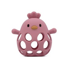 新品上市 小雞固齒器 手抓球 寶寶搖鈴 搖鈴固齒器 手抓球固齒器 防吃手神器 曼哈頓球, 暗紅色, 1個