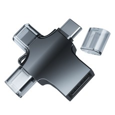 OTG轉接頭三合一手機讀取U盤轉換器，適用安卓華為蘋果，連接鍵盤滑鼠，臺灣現貨, 1個, 鋅合金【黑色】OTG三合一