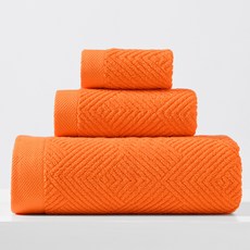 세 어린이는 성인 두꺼운 목욕 타올 면 부드러운 흡수 세안 타올 핸드 타올 순면 닦기, 오렌지, 75*35cm 수건, 1개