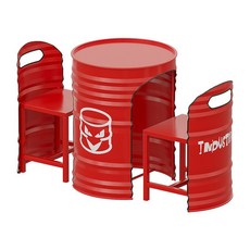 드럼통 카페 테이블 세트 업소용 야외 인더스트리얼 디자인 산업풍 인테리어 철제 가구, 레드 테이블+의자2