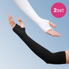 이즈코리아 쿨앤핏 손가락 고리형 팔토시 2세트 자외서 차단 쿨링원단 냉감 쿨토시, 블랙 2세트