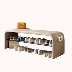 簡約掀蓋式鞋櫃收納凳 奶咖色 長100cm寬35cm高42cm, 軟包換鞋凳100CM-奶咖, 1個