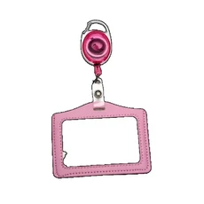 PU 가죽 근로 허가증케이스 카드 배지 홀더 전시 ID 명찰 직원/간호사 슬리브, 03 pink horizontal