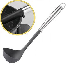 瀝水勺，食品級材質，加長手柄，一體成型，簡約時尚, 灰色湯勺, 1個