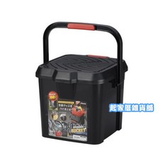 Inomata 多功能踏台水桶，腳踏坐式設計，適用洗車釣魚戶外露營, 子母桶-黑色㄰內部提籃是紅色ㄱ, 1個