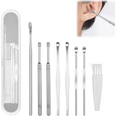 이어 왁스 제거 도구 카메라 내장 1080P HD 오토스코프 8개의 세트 쉽고 안전한 클리닝 iPhone 호환iPad 및 Android용 클리너 키트 블랙-뉴, Sliver, 1개