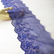 꽃장식 케미컬레이스 폭 16cm 네이비 육각망사, 1개