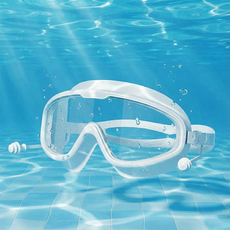 엘쏘 고글형 김서림 방지 귀마개 일체형 물안경 + 보관 케이스, 화이트, 1개