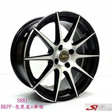 FK鋁圈 16吋 4/100 S881 亮黑底車面 鋁合金輪圈, 1個