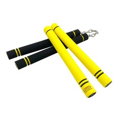 1+1 프리미엄 스폰지 쌍절곤 태권도 합기도 쌍절봉 이소룡 어린이 연습용 안전한 스펀지, 블랙+옐로우(파우치사은품), 1세트