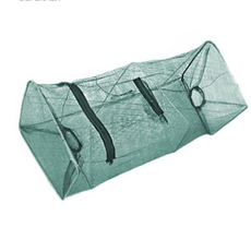 SUPERAIN 伸縮式捕蝦籠，大型設計，適用溪流海域，附贈繩索，尺寸66x27公分, 綠色