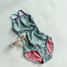 桃霧棲蝶 競速泳衣 專業亮閃訓練 露背連體三角泳裝