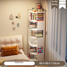 모퉁이 코너수납장 코너장 틈새 우드 선반 삼각 상품, 웜화이트 두꺼운 40x40x176