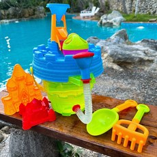 《翔翼玩具》超大組花灑漏斗風車城堡玩沙組 沙灘桶 小朋友沙灘玩具 海邊玩沙必備, 1個, 330436超大組花灑漏斗風車城堡玩沙組