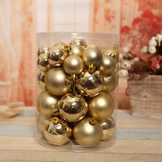 皓暉燈飾 40個聖誕節綵球套盒 (4cm/6cm亮光球 金銀紅色電鍍球) 聖誕樹裝飾掛件, 40個金色電鍍球【4/6cm各20個】, 1個