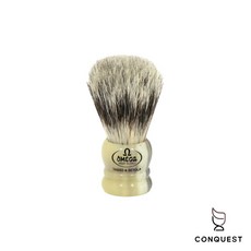 【CONQUEST】義大利 OMEGA 專業刮鬍刷 11047 旅行刮鬍刷 獾毛豬鬃混合，舒適刮鬍體驗, 1個