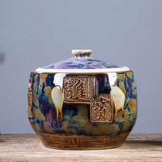 景德鎮陶瓷米缸家用10斤20斤50斤防蟲防潮防黴密封儲米桶, 聚寶盆窯變招財30斤送底座 米杯, 1個
