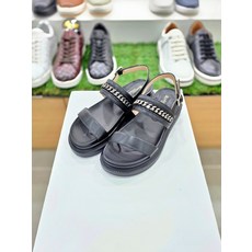탠디 체인 장식 포인트 데일리 여성 3CM굽 샌들 블랙 X25037_DG
