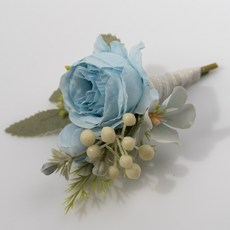 봄부쿠 조화 작약 꽃사지 브로치 양복 혼주 부토니에 행사용 코사지, 1개, 블루