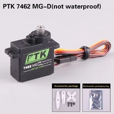PTK 7462W MG 9g 마이크로 방수 서보 5KG 메탈 기어 HV 고정 날개 RC 자동차 헬리콥터 로봇 180 ° 디지털, 02 7462W Metal arm X1