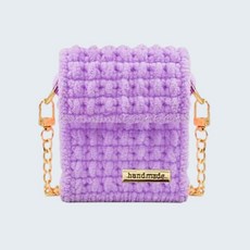 네트공예 DIY 세트 - Z 플립 미니백 가방 만들기 망스티치 재료 PK03_직사각(소) 골드 팬던트, 9. P-10 라일락, 1개