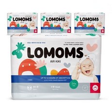 로맘스 에어키키 밴드형 기저귀 2단계 S 34매x4팩, 소형(S)