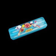 日本麵包超人anpanman便攜餐具盒折疊卡通兒童筷勺叉子可愛卡通迷你便攜式食品級PP材質可愛收納盒, 1個, 海藍色餐具套