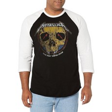 Metallica 남성용 Standard Now That We're Dead 래글런 야구 저지 블랙/화이트.