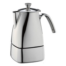 CafeDeTiamo 505 方型不鏽鋼摩卡壺 (6杯份) 電磁爐可用, HA2288不銹鋼色