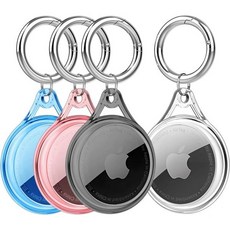 방수 에어태그 홀더 케이스 도그 칼라 키체인 액세서리 소프트 TPU 풀 프로텍티브 짐용 GPS 트래커 키 캣앤독 칼라4컬러, Black+Clear+Pink+Blue, 1개