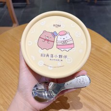 日本KOM兒童316不鏽鋼隔熱碗(多入優惠) 幼兒園碗 2-6歲 台灣製 角落生物美人魚太空人機器人 贈送兒童匙, 角落生物（熊廠長白熊）碗-碗內防刮（黃）, 1個, 均附304匙