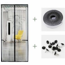 GSTORE 현관방충망 현관문모기장 자석방충망 현관문방충망 문 스트라이프 모기장(90X210CM) (블랙), GSTORE 현관방충망 현관문모기장 자석방충망 현관문방