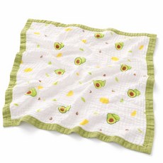 아기 사계절 보들보들 순면 거즈 블랭킷 프린트 담요 기저귀 매트 속싸개 흡수력 좋은 수건 목욕타올 이불, 아보가도 6겹