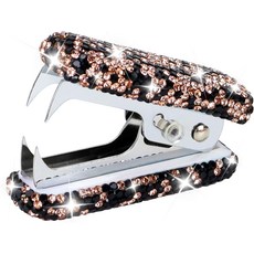 멀티베이 아릴릭 스테이플 리무버 라인스톤 수제 크리스탈 도구 풀러 메탈 죠 문구류 사무실 및 가정용 눈부신 블링 오피스 책상 액세서리블랙 골드, Black Gold