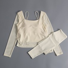 運動瑜伽服 上衣帶胸墊 修身外穿 跑步健身 網紗透氣 長袖健身服 套裝 夏季排汗 彈力舒適 多功能訓練服