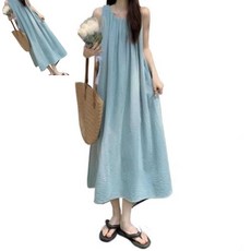 삼땨 무드 민소매 여성 롱 원피스 데일리 휴양지 여행 플레어 여름 치마 민소매플레어 여행룩 여성롱원피스