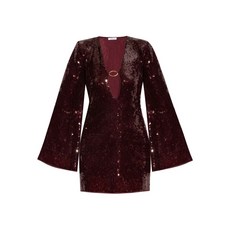 오세리 시퀸 장식 딥 V 미니 드레스